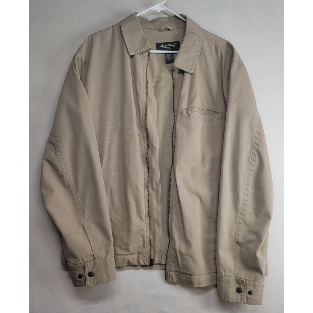 Eddie Bauer Authentic Outdoor Outfitter Men's XL Khaki Tan Zip Jacket